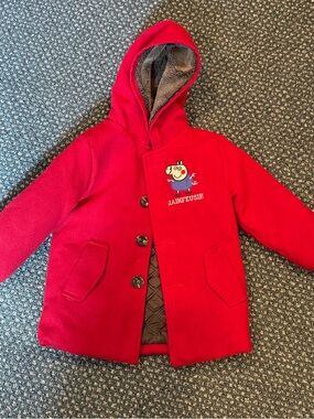 JAHFEUSHE Red Hooded Kids Coat